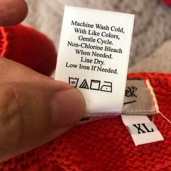 Coldwater Creek Red-Orange Sweater XL 100% Cotton V-Neck Pullover Relaxed Fit - Picture 6 of 6